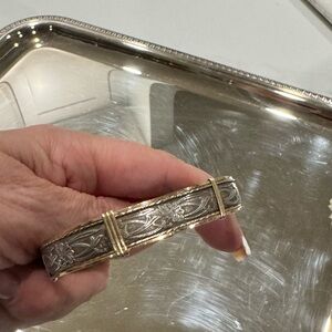 Vintage Silver and Gold Overlay Bangle Bracelet